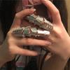 Панк Рыцарь Череп Двухпальцевое Кольцо Костяшки Пальцев Броня Кольцо На Весь Палец Готический Панк Серебристые Призрачные Кольца Женские Вечеринка Украшение