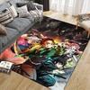 Demon Slayer Colorful Art Square Area Rug, Non-Slip Floor Mat for Living Room, Perfect Gift for Anime Fans