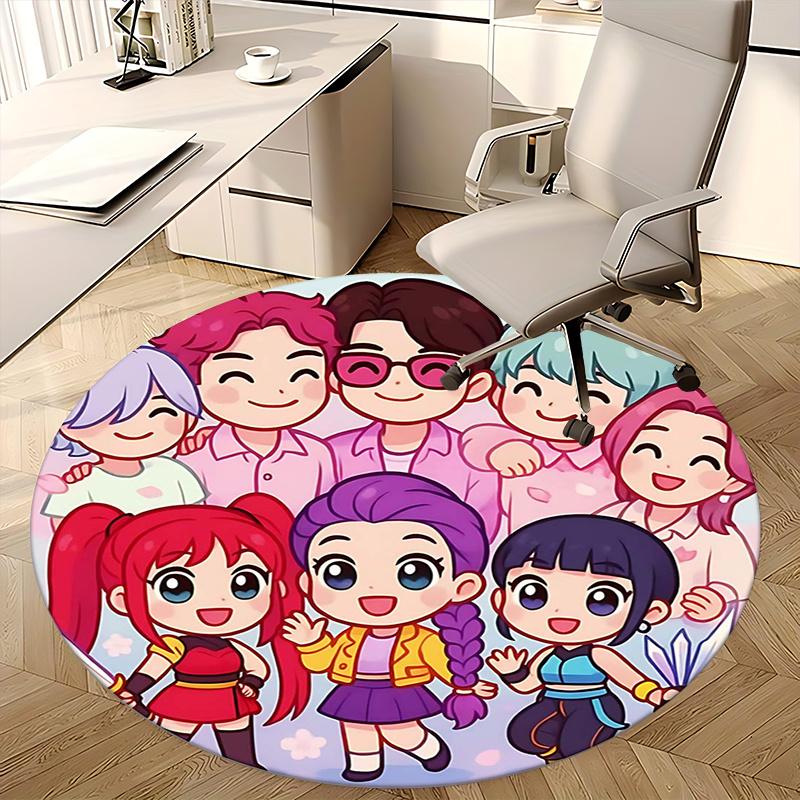 Коврик для стула K-pop девушек, Круглый ковер, Ковер для офиса, Нескользящий, Подходит для гостиных, спален, Декор1205743a