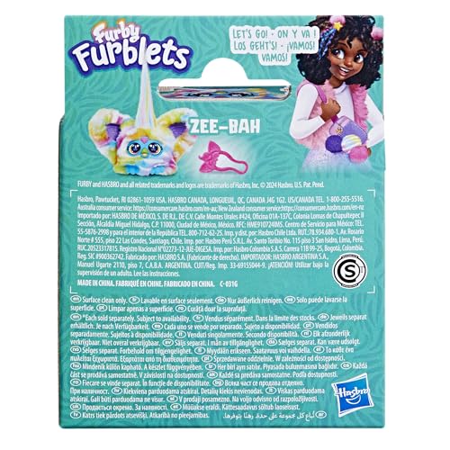 Hasbro Furby Furblets Ziva Мини-друг, Электрическая плюшевая игрушка для мальчиков и девочек, Возраст 6+, Радуга, Зебра, Furby Speak, Музыкальный, G1778, Оригинал