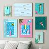 Nordic Abstract Wall Art Pictures Prints People Swimming In A Pool Canvas Painting Woman In Water Posters for Living Room Decor No Frame