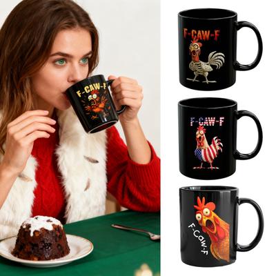 Смешная кофейная кружка F-Caw-F Куриная кружка Керамическая 350 мл Чашка для горячих и холодных напитков Безопасна для мытья в посудомоечной машине Оригинальный подарок для женщин, мужчин, для офиса, дома