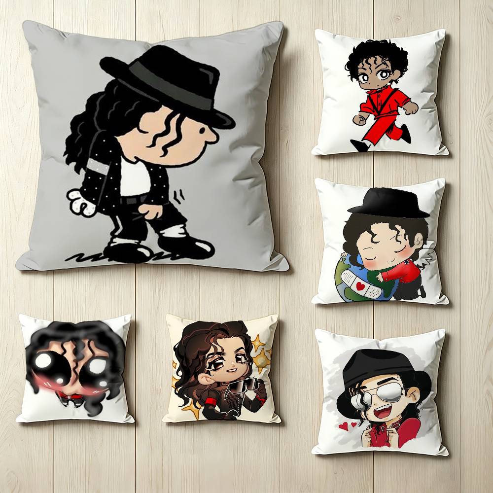MMichael Jackson Cute Chibi Square DoubleSided printed Pillow Case Bedroom Bedside Pillow Sofa Cushion Cover