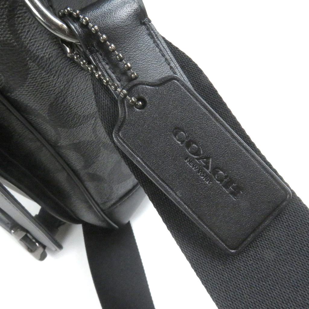 COACH Shoulder Bag Signature Truck Messenger Bag black leather mens C2793 Used