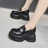 Мокасины на платформе, женская мода, универсальные черные кожаные туфли, британский стиль, внутренняя высота, женская обувь