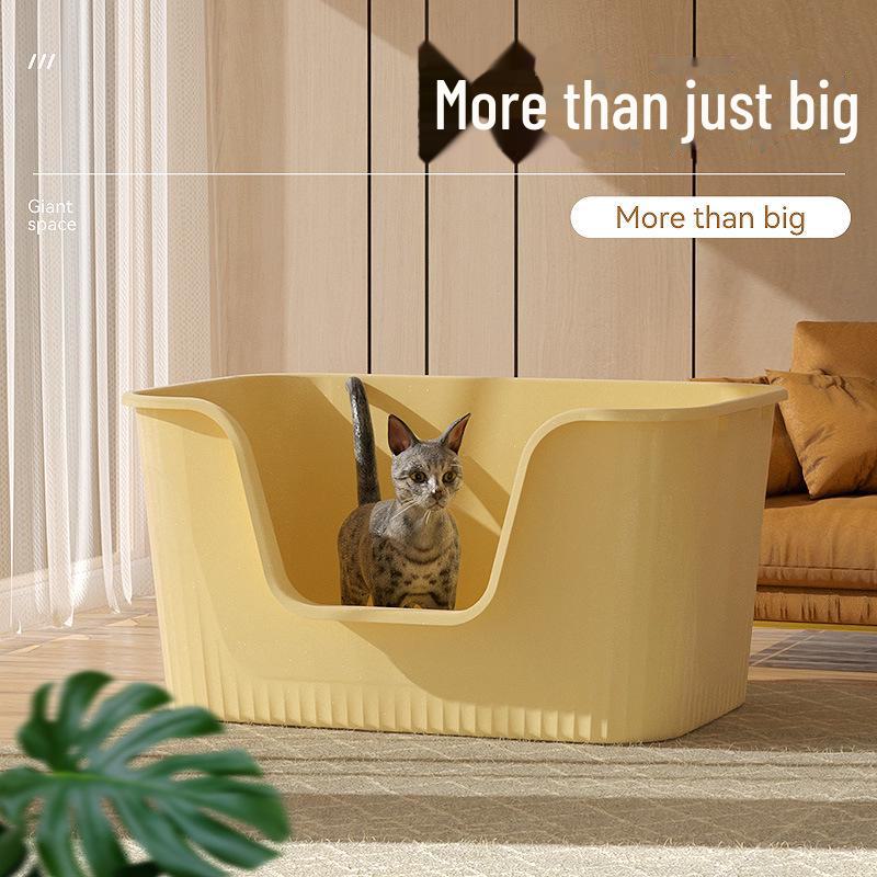 Extra Large Semi-Enclosed Cat Litter Box with Anti-Splash Design