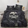 3D Printed Gothic Skull Rose Microfiber Duvet Cover Soft and Comfortable 3-piece Bedding Set with Zipper and 2 Pillowcases
