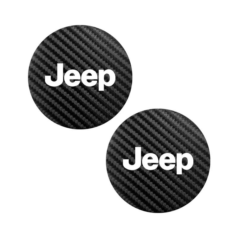 ALG4 2Pcs Carbon Fiber Leather Cup Holder Mat Anti-Noise Pad Car Interior Accessories for Jeep Wrangler JK, Grand Cherokee, Renegade