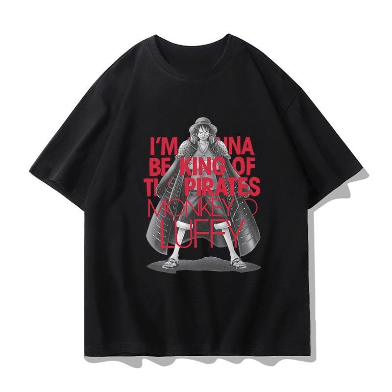 Japanese ONE PIECE Joint Clothes Tshirt Unisexs Summer Shortsleeved TwodiUnisexsional Animation Luffy Loose Halfsleeved Tide