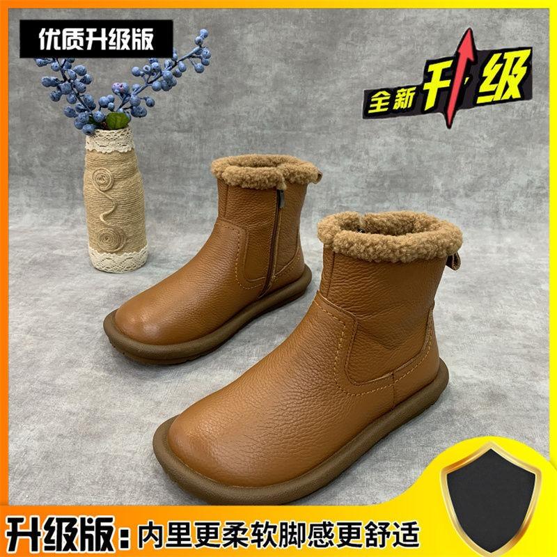 Женские осенне-зимние новые ботинки-дутики на плоской подошве с круглым носком и ретро-молнией, утепленные бархатом и мехом, теплые цельные короткие ботинки