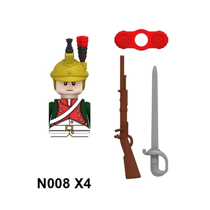 4pcs Military Building Blocks Medieval Knights Duke Marshal Figures Napoleonic Wars Weapons Sword Flags Shoulder Armor Cape Brick MOC