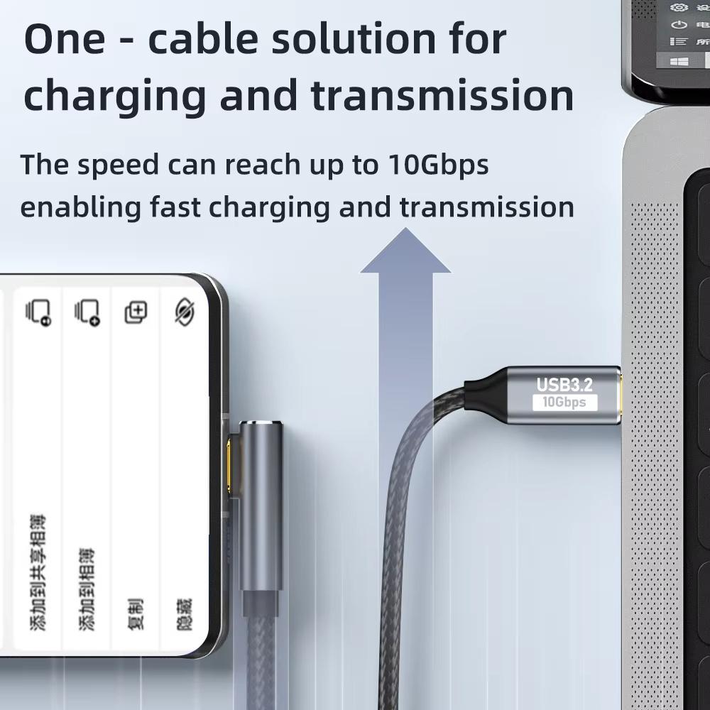 Удлинительный кабель USB C 3.1 Gen 2, шнур для быстрой зарядки 100 Вт PD 5 А, высокоскоростной передачи данных 10 Гбит/с и зеркалирования экрана 4K@60 Гц