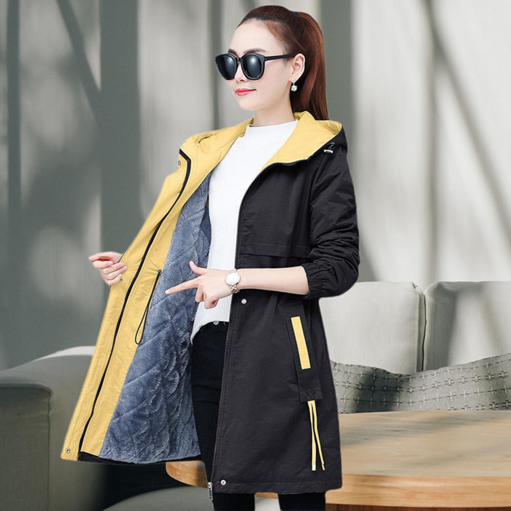 Женское зимнее пальто с плюшевым капюшоном и длинными рукавами с лацканами, однотонная теплая куртка-кардиган, зимняя ветровка для улицы