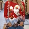 Women Sweatshirt Designer Round Neck Long Sleeve Fashion Casual Santa Claus Red New Year Graphic Print Tops