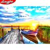 5D Алмазная картина Закат Пейзаж Вышивка Мост Мозаика Прибытие Украшение дома
