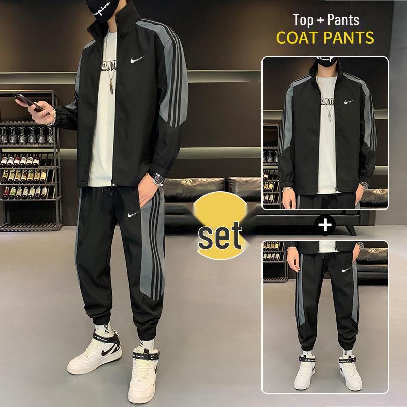 Мужской модный комплект: куртка с воротником-стойкой и худи, спортивная одежда для весны/осени