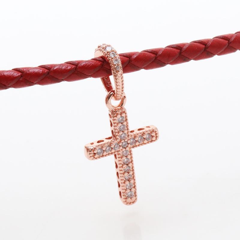 Подвеска-шарм Крест с цирконием Rose Gold - Легкая роскошь, дизайн в форме сердца