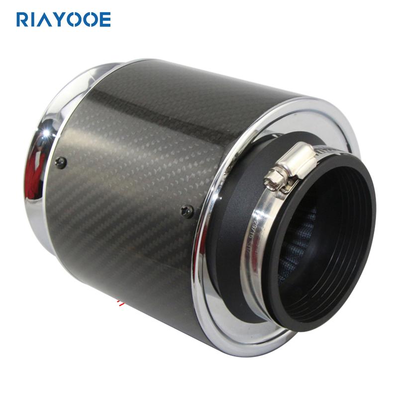 Car Performance Engine Filters High Flow Air Filter For Auto Cold Intake Kit 76mm Carbon Fiber Cover Racing Sports Universal