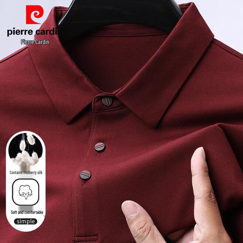 Мужская рубашка-поло с длинным рукавом из шелковой смеси Pierre Cardin