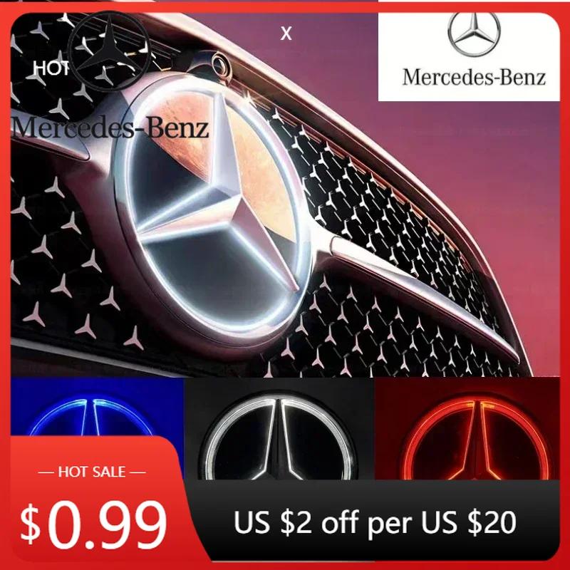 Hot Car Sticker Car Front Grill Logo Light mirror face LED Badge Emblem Luminous Decorative Light For Mercedes Benz W213 E-Class
