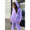 Women's Sets Autumn and Winter Fashion Solid Color Loose Hooded Sweatshirt Casual Trousers Two-piece Set