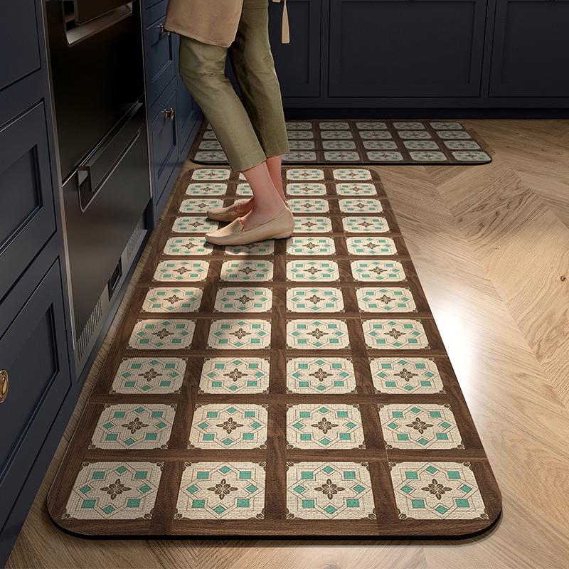 Kitchen Carpet Non-slip Absorbent Floor Mat Home Decoration American Retro Long Strip Rug Water-absorbent Quick-drying Area Rugs