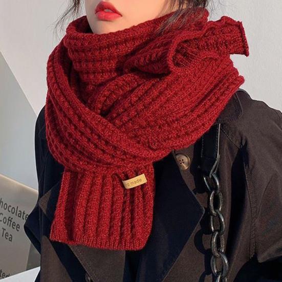 Winter Scarf Solid Color Thickened Warm Knitting Scarf Men Women Long Neck Wrap