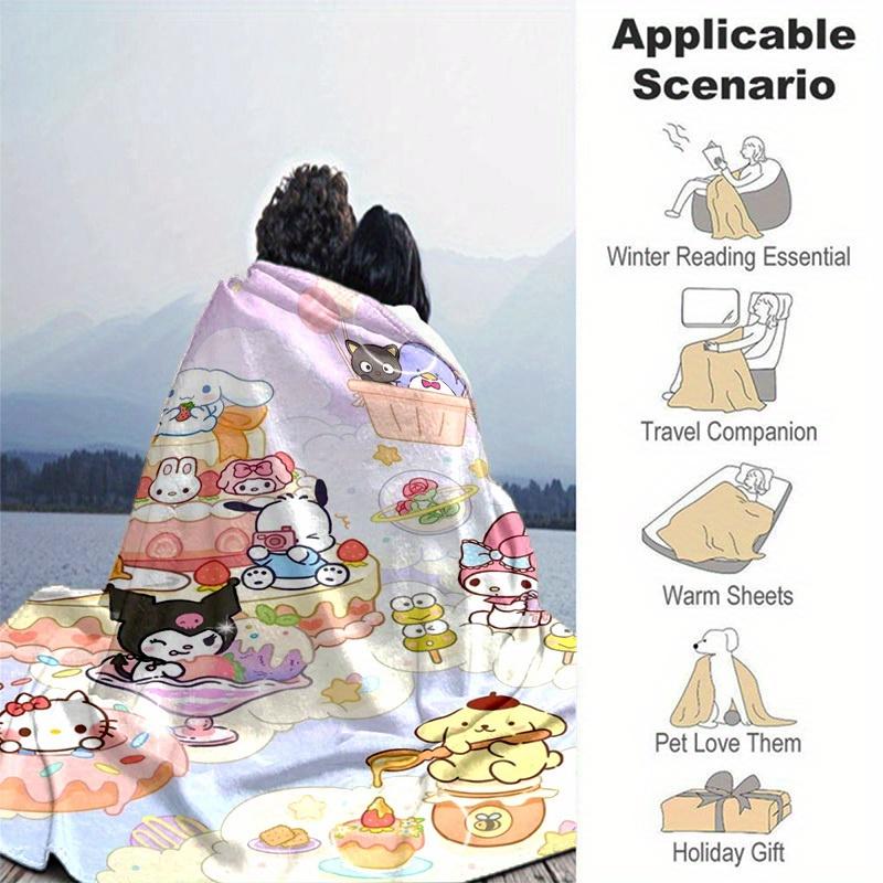 1pc. Cute Sanrio Characters Print Blanket - Perfect for Home, Office, Outdoor Use, Gift Idea, Suitable for All Seasonsz041761