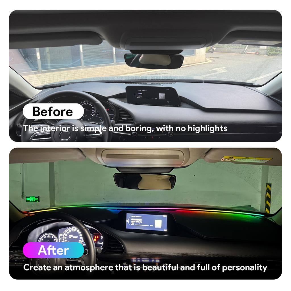 For Mazda 3 2019-2025 RGB LED Windshield Ambient Light Strip App Bluetooth Control USB Interior Modification Car Accessories