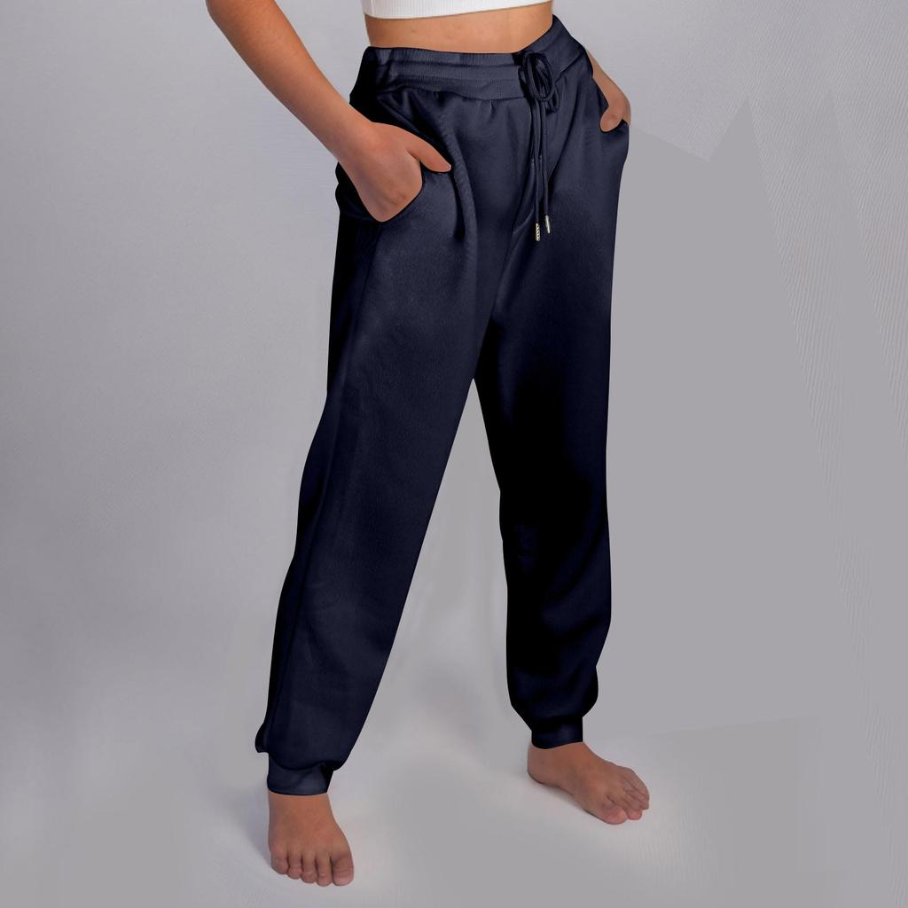 Women's Casual Pants High-waisted Belted Jogging Pants With Pockets