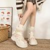 Хлопковые сапоги интернет-знаменитости женские зимние новые популярные сапоги для снега теплые универсальные маленькие на толстой подошве белые хлопковые туфли