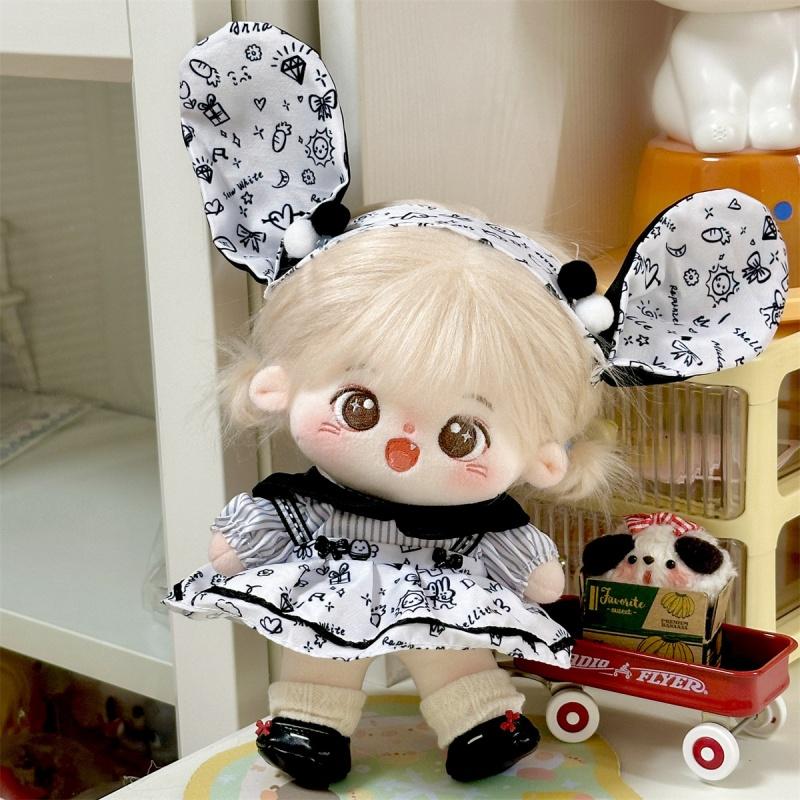 2025 New 20cm Plush Dolls Clothes Skirt with Headband Fashion 20cm Plush Doll Clothes Accessories