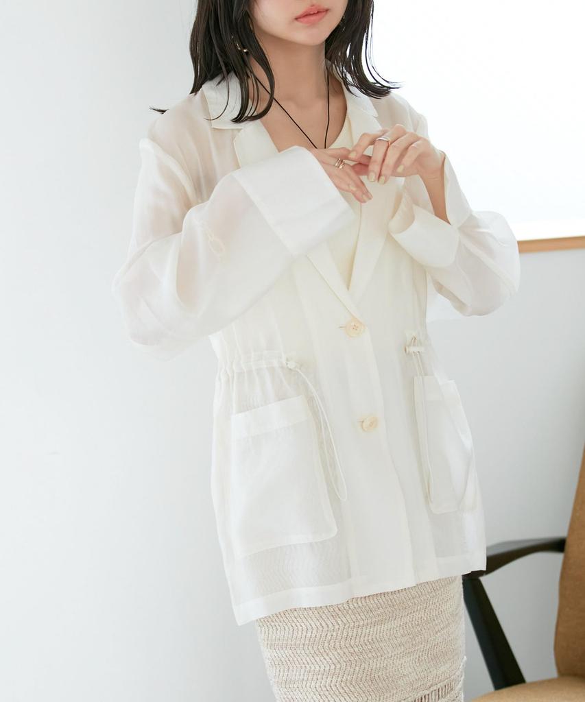 [BIS] Женская прозрачная куртка на кулиске, BVV14020, Натуральный (16)