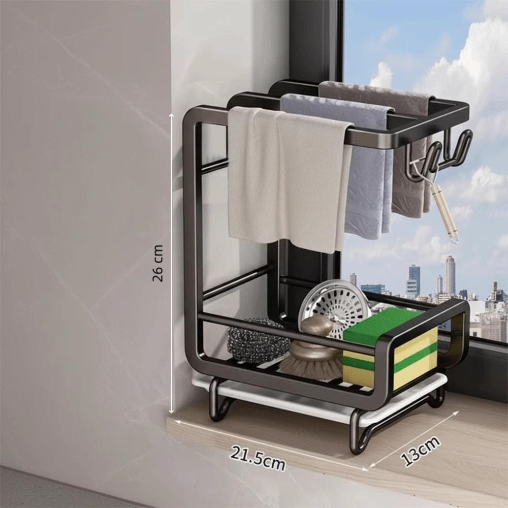 Multifunctional Wall-mounted Dishcloth Rack 2 Layers Space Saving Kitchen Storage Rack Countertop Sink Drain Rack Kitchen