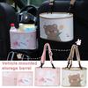 Cartoon Bear Car Seat Back Storage Bucket Leather Printing Hanging Waterproof Large Capacity Multi-function Trash Can