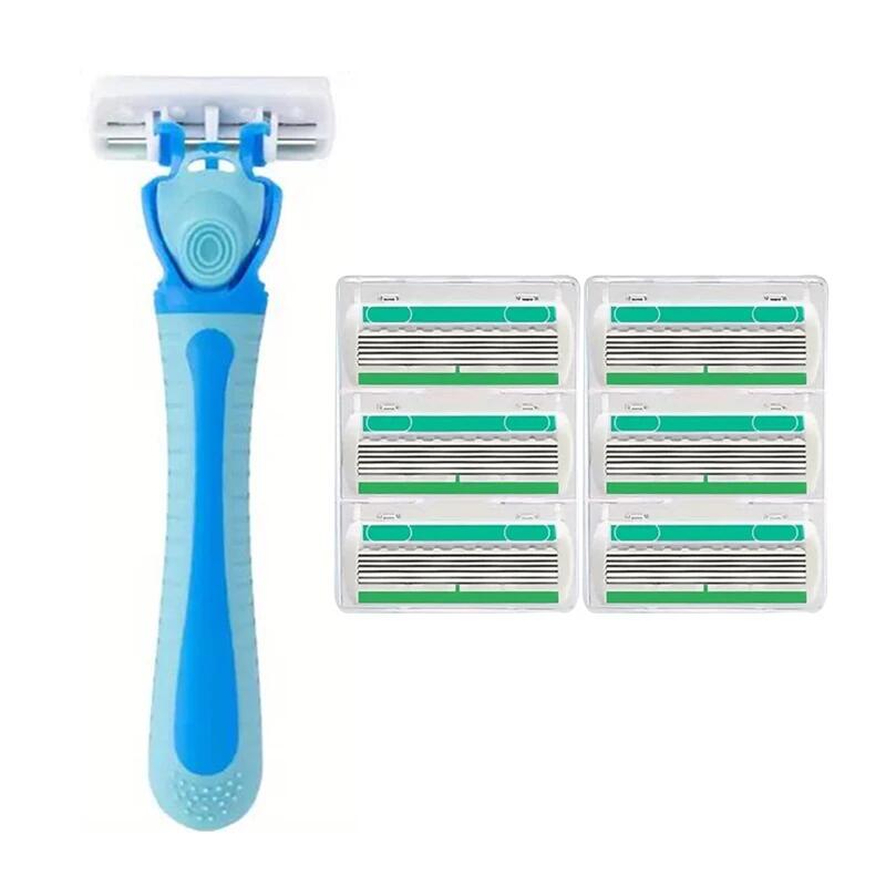 6-слойный женский нож для удаления волос, съемное и сменное лезвие для соскабливания волос, подходит для удаления волос на теле у женщин