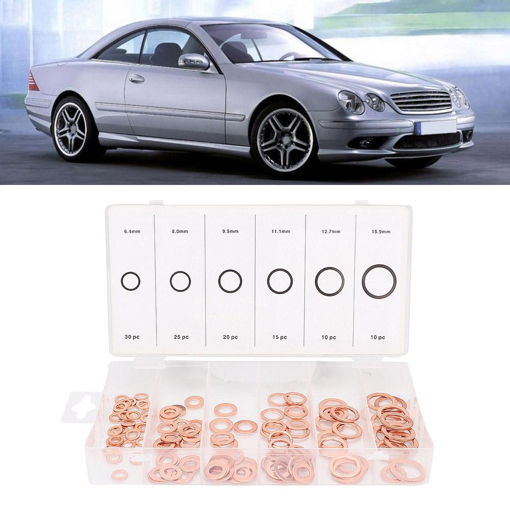 110 шт. Ассортимент медных шайб смешанных размеров Плоское кольцо Уплотнение масляной тормозной магистрали
