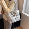 2025 Winter New Tote Bag Cotton Clothes Down Big Bag Fashion Filled Cotton Shoulder Women's Bag Versatile Handbag