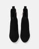 Black suede ankle boots with decorative heel and gold details Black suede ankle boots with decorative heel and gold details 41