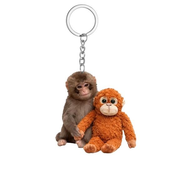 Брелок-подвеска «Хлопни обезьяну» Двусторонний акриловый брелок с обезьяной, держащей игрушку, Аксессуары для брелка, рюкзака, сумки