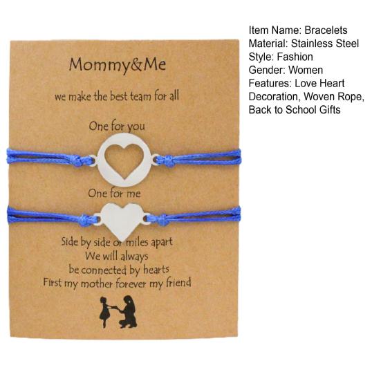 1 пара браслетов для мамы и дочки, регулируемые плетеные веревочки, повседневные, геометрические, универсальные украшения, назад к