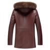 Middle-aged Men's Raccoon Fur Collar Fur Mid-length Men's Thickened Genuine Leather Coat Men's Fur One-piece Fur Coat