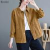 Women Turn Down Collar Solid Color Casual Long Sleeve Blouse