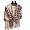 Spring And Summer Long Silk Scarf Women'S Versatile Imitation Silk Flower Printing Fashion Scarf Shawl Ethnic Style Yarn Sunscreen Shawl
