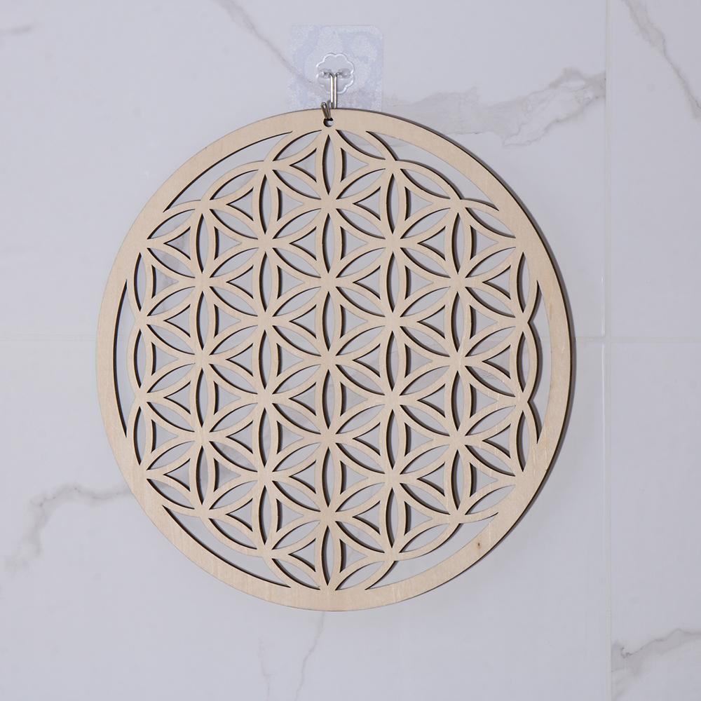 14cm/30.5cm Flower of Life Energy Mat Laser Cut Wooden Crafts Wall Sign Art Home Decor Handmade Coasters Geometry Ornament