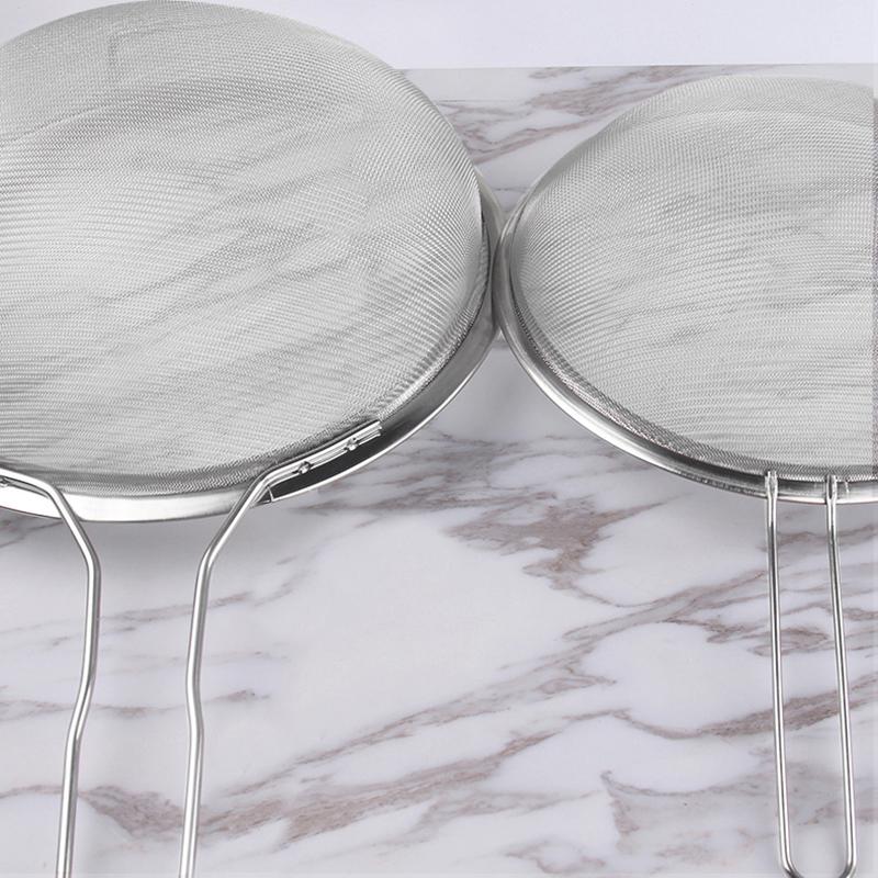 1PCS Stainless Steel Fine Mesh Food Strainer Sifter For Baking With Handle Flour Sieve Sifter Juice Soy Milk Baking Kitchen Tool