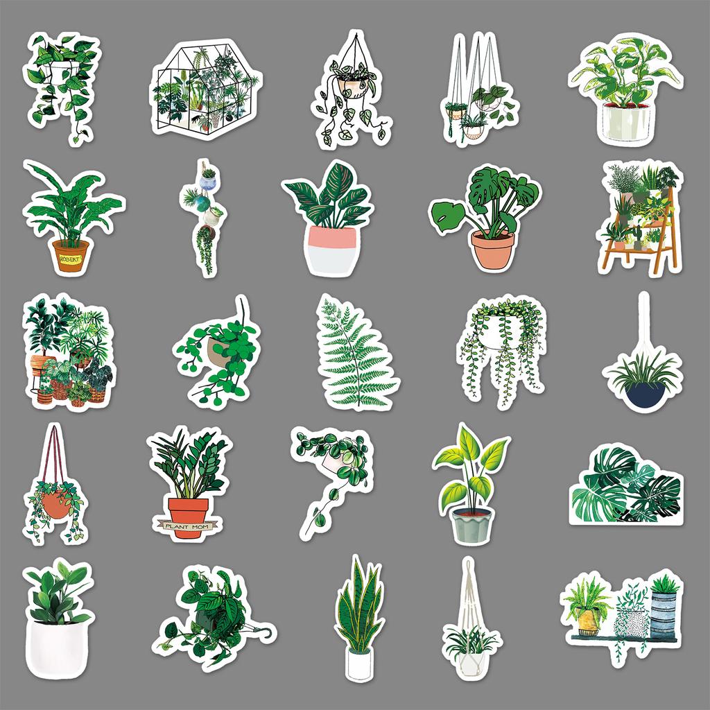 100 Green Plant Graffiti Stickers Cross-border Small Fresh Stickers DIY Phone Case Luggage Stickers Waterproof