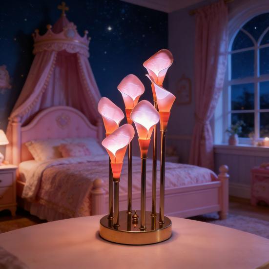 Ночник Калла Искусственные Цветы Настольная Лампа Мягкий Теплый Свет Светодиодный Ночник Энергосберегающий Безопасный Касание Расслабляющий Световой Режим для Декора Спальни