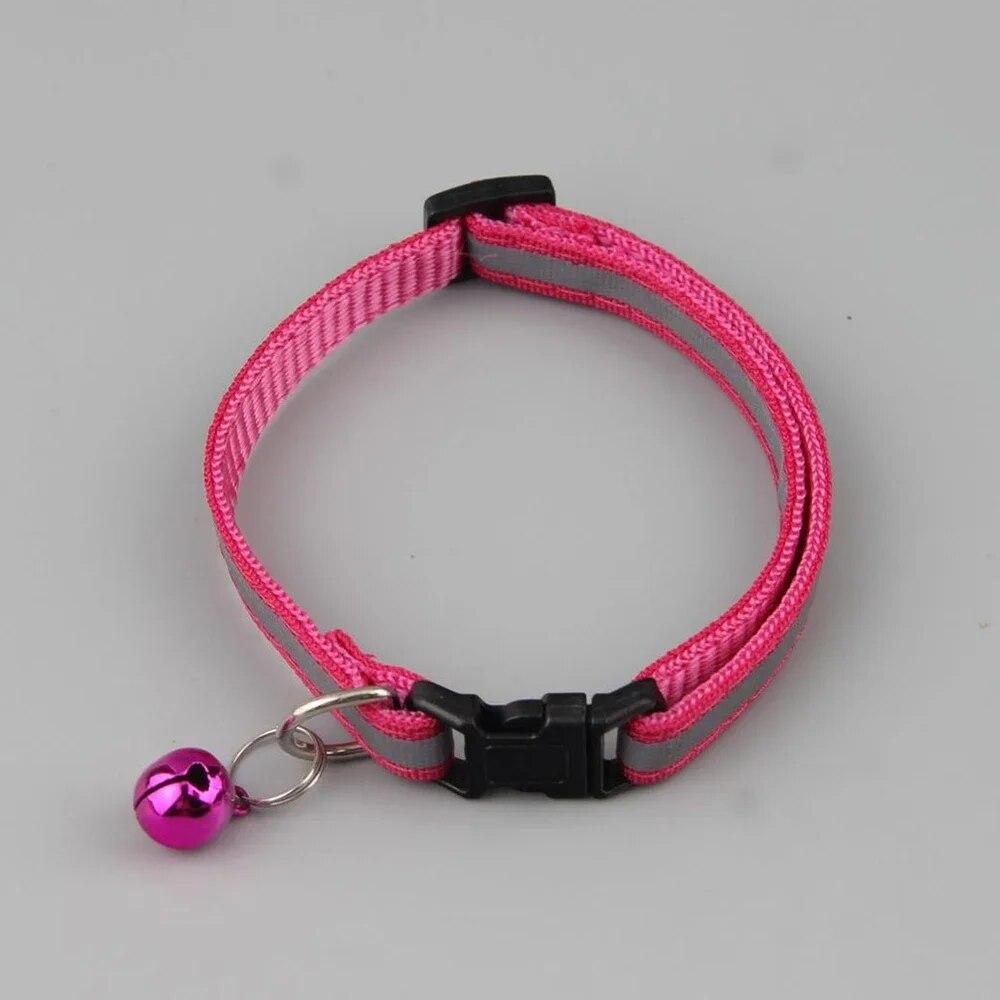 Светоотражающий кошачий ошейник с регулируемой пряжкой, кольцо на шею, ожерелье, колокольчик, товары для домашних животных, безопасный нейлоновый воротник Colla para gatos