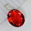 101 Ct Natural Red Topaz Oval Cut Certified 925 Sterling Silver Pendant For Gift